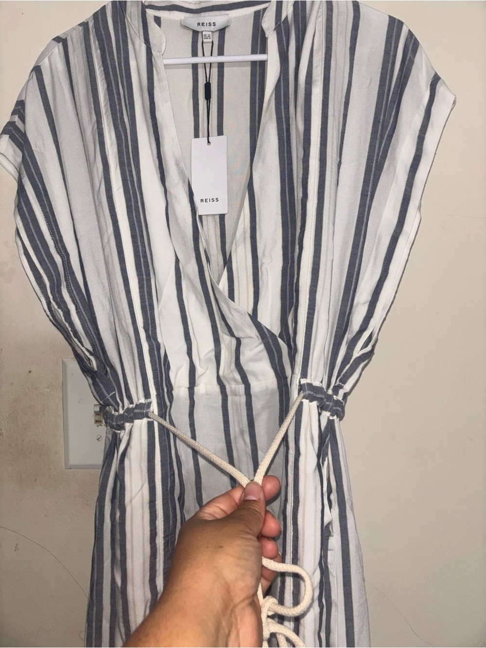 Reiss Ashley Striped Kaftan Midi Dress Size 8 - Picture 5 of 16